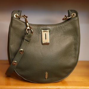 Olive Green Leather Thacker Shoulder/Crossbody Bag